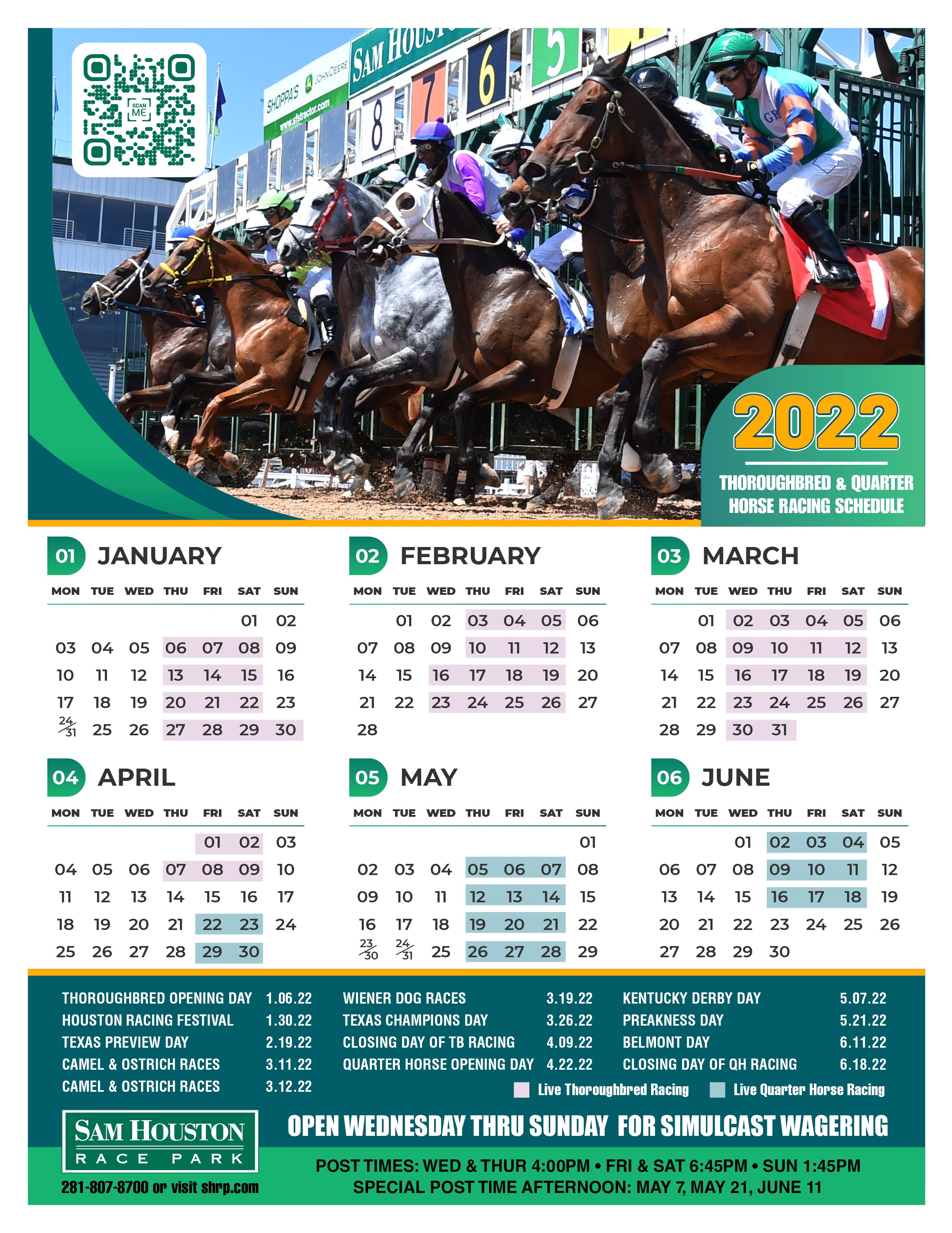 2021 Live Racing Calendar | Sam Houston Race Park